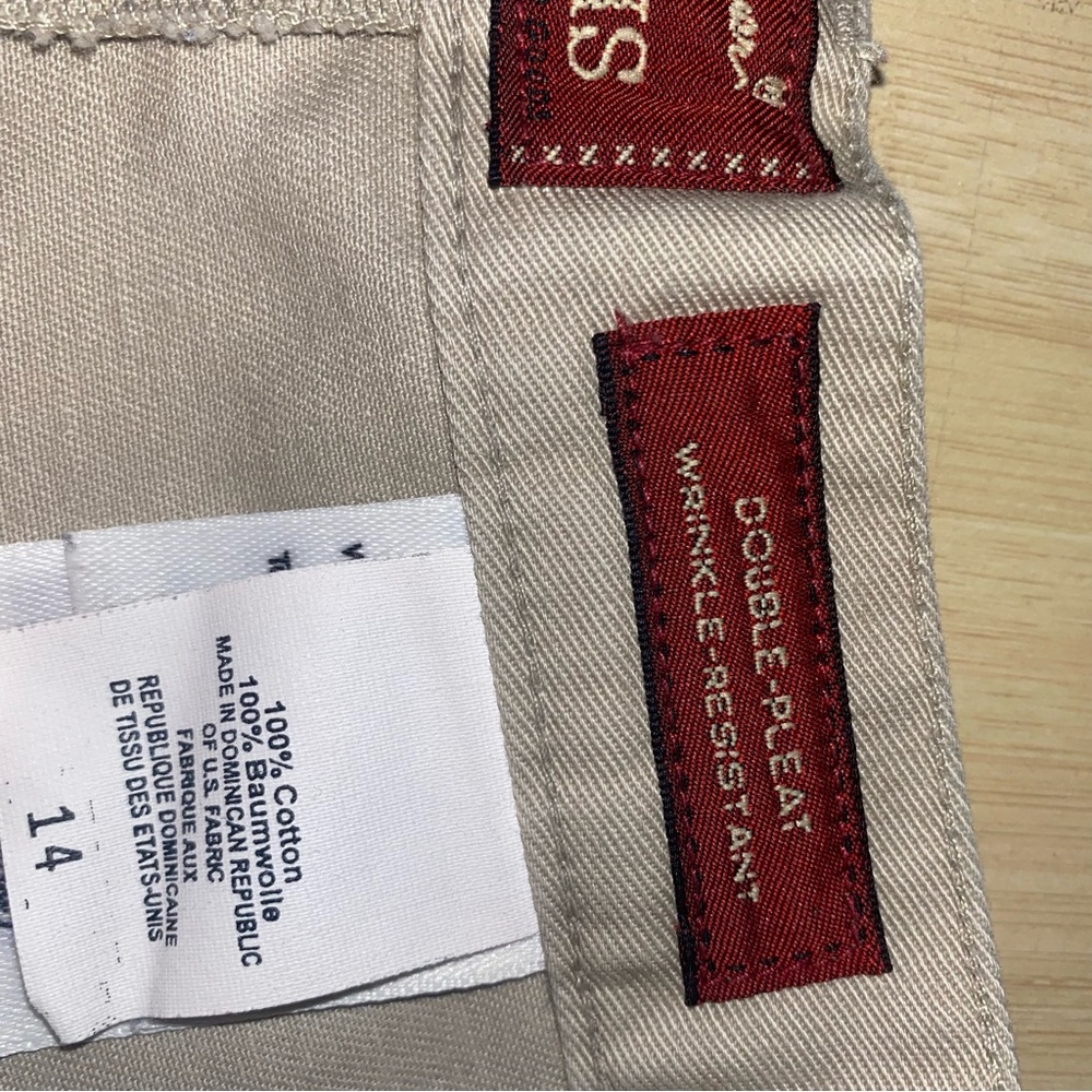 Eddie Bauer Pants Womens 14 Tan Khaki Double Pleat 100% Cotton Chinos - Picture 5 of 13